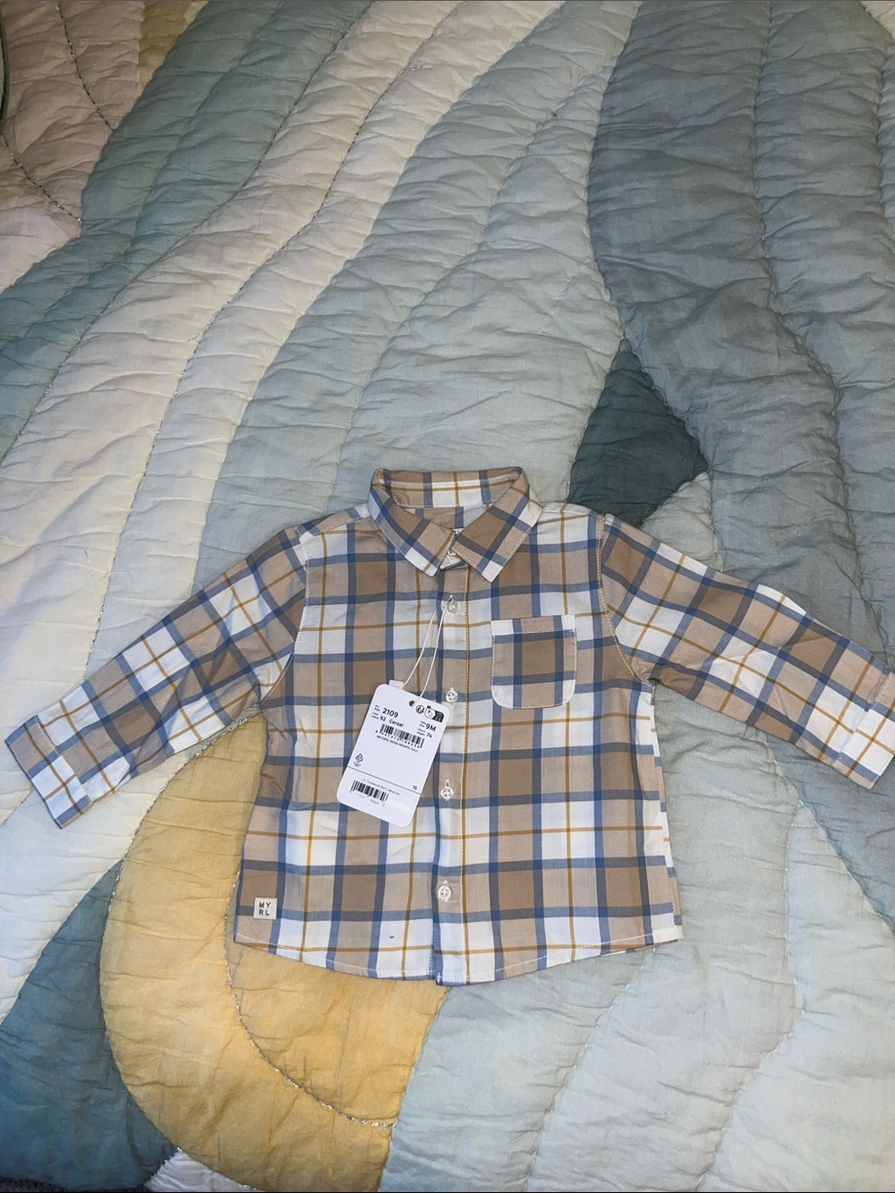Plaid Long-Sleeve Button-Up Shirt - Cereal